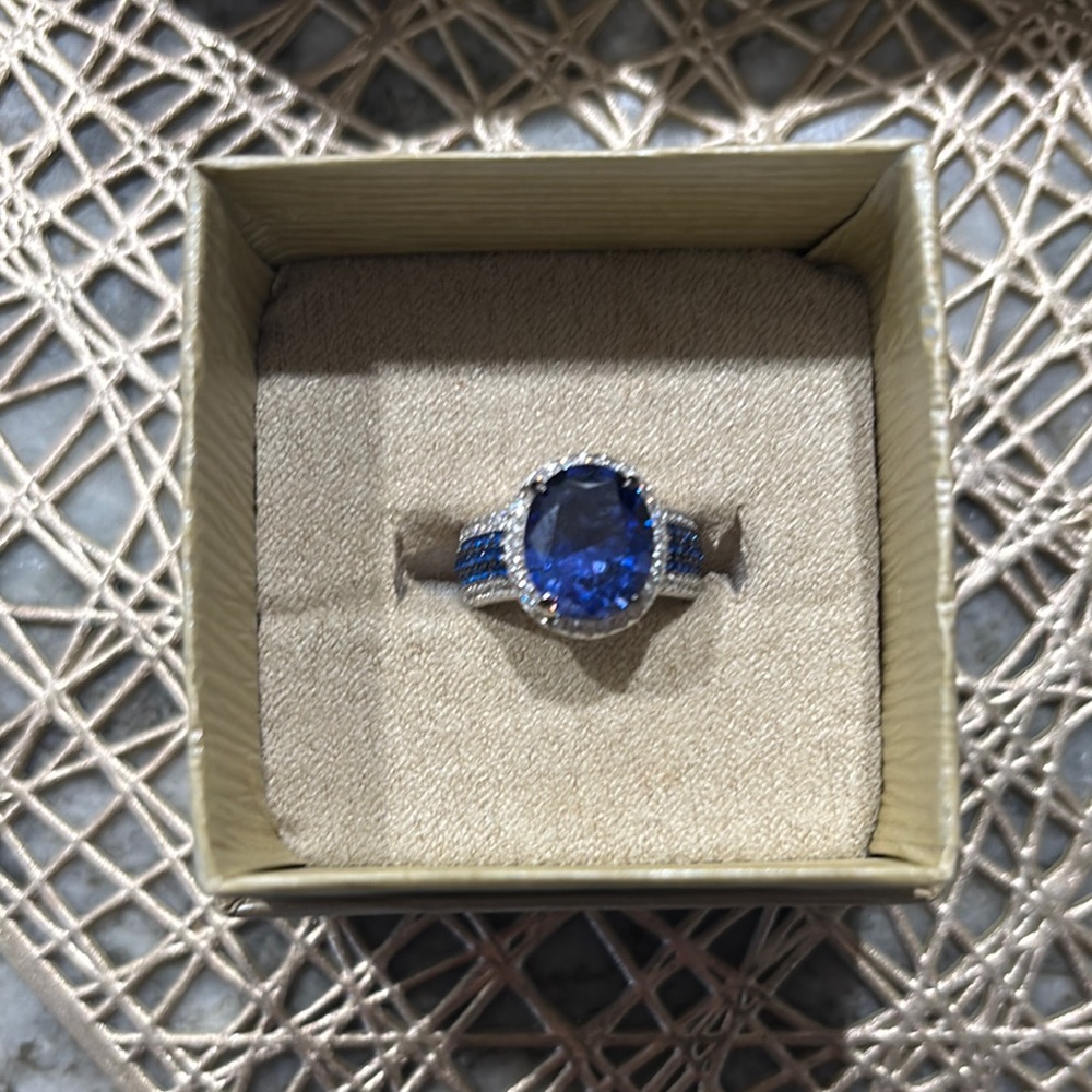 Ring Blue Silver Classic Jewelry